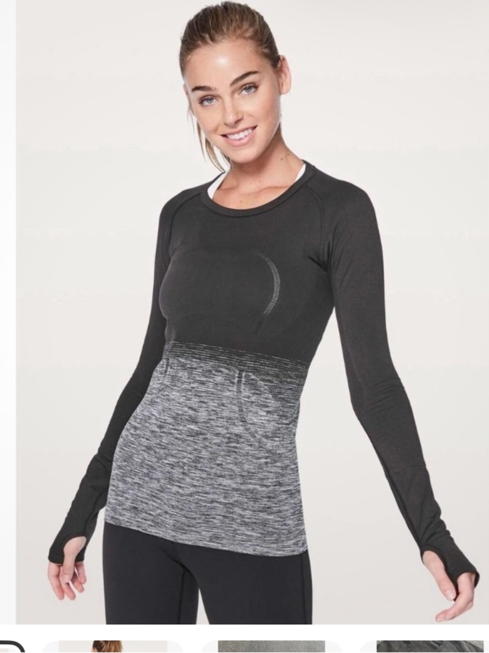 EUC Lululemon Swiftly Tech Long Sleeve Black and Grey Ombré. Size 6